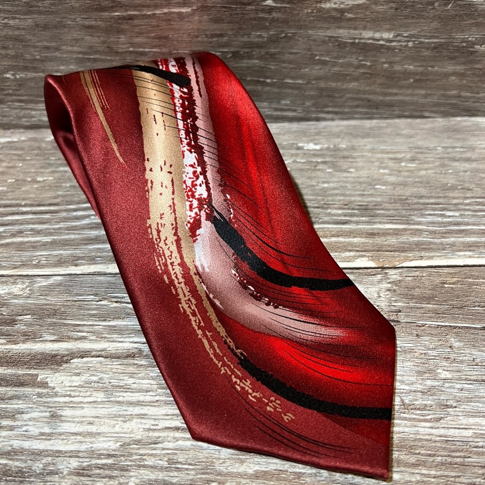 J. Garcia Red and Black Tie‎ with Abstract Pattern Men’s Formal Capillaries 52